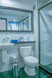 a bathroom with a toilet and a sink at Hotel Montes De La Castellana in Armenia