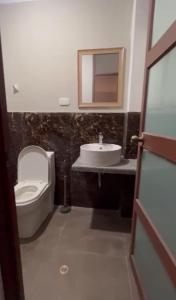 bagno con servizi igienici e lavandino di Hotel Vista Verde a Huancayo