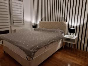 una camera con un letto e due lampade sui tavoli di Banja Luka apartment a Banja Luka