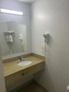 a bathroom with a sink and a mirror at Econo Lodge Jefferson Hills Hwy 51 in Clairton