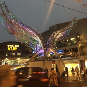 a large sculpture of a bird with lights on it at Double room with shared facilities in London