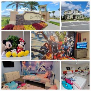 a collage of pictures of a room with a palm tree at Winterfield at Disney 9350 in Kissimmee