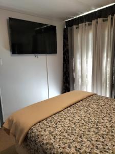 1 dormitorio con 1 cama y TV de pantalla plana en Sally's Kingscote Retreat-2 units with 4 bedrooms in Kingscote, Kangaroo Island en Kingscote