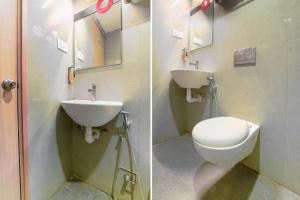 two pictures of a bathroom with a toilet and a sink at RAAJ PEARL in Chennai