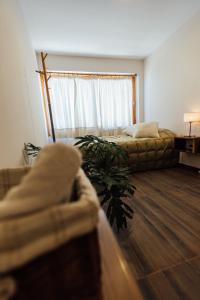 a living room with a couch and a window at Hospes - Departamento in San Rafael