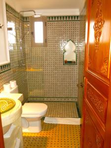 ein Bad mit einem WC, einem Waschbecken und einer Dusche in der Unterkunft Desert Villa Boutique Hotel Merzouga in Merzouga