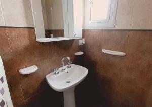 a bathroom with a sink and a mirror at Disfruta Mucho !!! in El Calafate