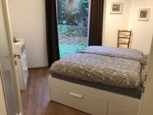 1 dormitorio con cama y ventana en Ferienwohnung Emma, en Olsberg