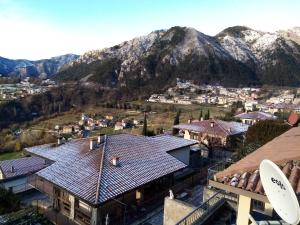 an aerial view of a town with mountains in the background at Casa Luca in Tremosine Sul Garda