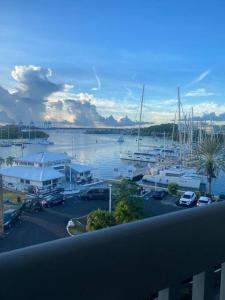 - une vue sur un port de plaisance avec des bateaux dans l'eau dans l'établissement Superbe appartement au coeur de la Marina, à Pointe-à-Pitre