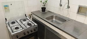 eine Küche mit Herd und Spüle in der Unterkunft Amplo e excelente Apartamento Cod.1001 in Rio de Janeiro