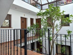 een trap met een boom in het midden van een gebouw bij CASA RURAL ÁGUILAS HOME zhr in Zahara de la Sierra