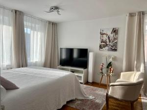 Telewizja i/lub zestaw kina domowego w obiekcie Louis & Elza Old Town Romantic apartments