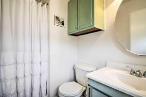 ein Badezimmer mit Toilette, Waschbecken und Spiegel in der Unterkunft On Scenic 60-Acre Farm Carmine Cottage with Porch in Carmine + 22 Fotos