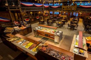 an overhead view of a restaurant with food on display at MODERN WESTERN - Apartment BLUE in Eging am See +24 photos