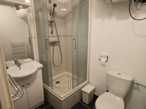 a bathroom with a shower and a toilet and a sink at Studio confortable à La Pierre St Martin, proche des pistes, avec loggia et ascenseur. - FR-1-602-64 in Arette