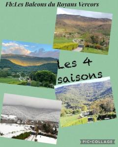 un collage de imágenes de diferentes pueblos y aldeas en Balcons du Royans.Logement entier Piscine, en Saint-Jean-en-Royans