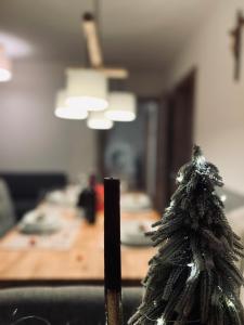 a christmas tree sitting on top of a table at AmStein in Kaltenbach