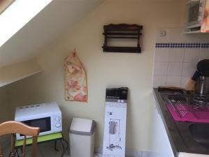 kuchnia z kuchenką mikrofalową i kuchenką w obiekcie Appartement Mont-Dore, 2 pièces, 2 personnes - FR-1-415-83 w mieście Mont-Dore