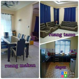 2 Bilder von einem Wohnzimmer und einem Esszimmer in der Unterkunft Zarina's Budget Homestay in Tumpat