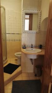 サレルノにあるIndipendenzaのバスルーム(洗面台、トイレ、鏡付)