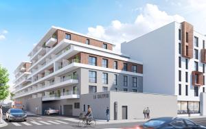 a rendering of a white building with people standing outside at DOMITYS LA CALYPSO in Brest