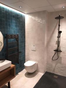 Intense Boutik-Hôtel في بورت-فوندر: حمام مع مرحاض ومغسلة