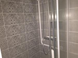 La salle de bains est pourvue d'une douche avec un tuyau. dans l'établissement Appartement Mont-Dore, 2 pièces, 4 personnes - FR-1-415-70, à Le Mont-Dore