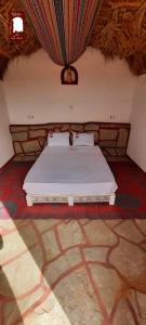 ein Schlafzimmer mit einem Bett in einem Zimmer in der Unterkunft Gite Agham Azegagh - Timimoun 
