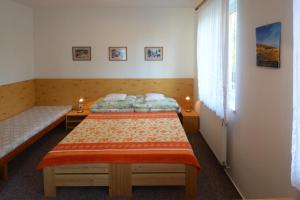a bedroom with two beds and a window at Apartman 300 in Janske Lazne