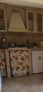 uma cozinha com um balcão e um fogão forno superior em Aurinia em Saturnia