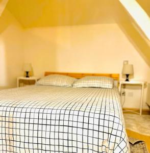 a bedroom with a bed with two nightstands and two lamps at Le Capitole in Toulouse