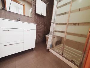 a bathroom with a shower and a toilet at Luxury Apartments Puerto Valencia in Valencia