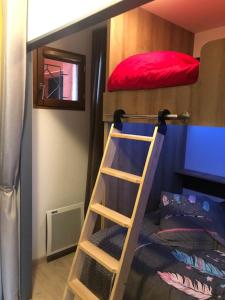 a bunk bed with a ladder in a room at LA JOUE DU LOUP SUPERBE APPARTEMENT A LA MONTAGNE Déco Architecte in Le Dévoluy