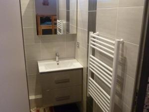 a bathroom with a sink and a mirror at Studio Valloire, 1 pièce, 4 personnes - FR-1-263-14 in Valloire
