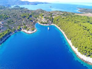 uma vista aérea de uma praia e do oceano em Stone House Horizont em Vela Luka