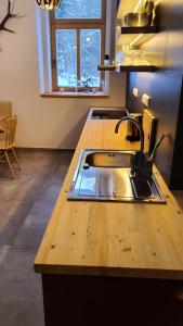 Kuchyň nebo kuchyňský kout v ubytování Apartmány Pstruží AP19