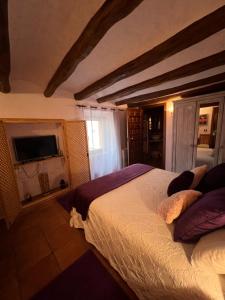 Ein Bett oder Betten in einem Zimmer der Unterkunft El Molí de Pontons suites con jacuzzi spa