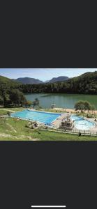 a group of swimming pools on a lake at Azalea in Cornaiano