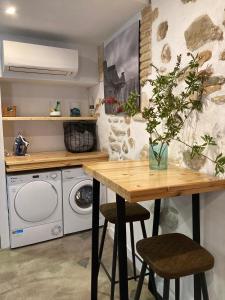 Η κουζίνα ή μικρή κουζίνα στο Apartamentos Abadía.