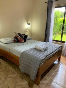 a bedroom with a bed and a window at Miniapartamento el Guanacaste, cerca Tamarindo in Santa Cruz