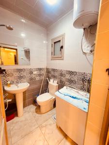 a bathroom with a toilet and a sink at El mansour hotel apartmen 72 in Mansoura