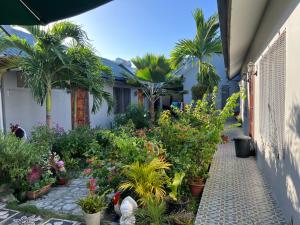 un jardín con flores y plantas en una casa en Pasifika Guesthouse en Nadi