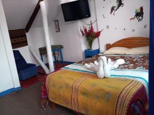 Postel nebo postele na pokoji v ubytování Posada Azul Cusco