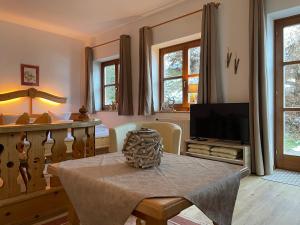 Televízia a/alebo spoločenská miestnosť v ubytovaní Appartements DIANA