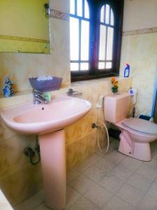 a bathroom with a sink and a toilet at Sky Valley in Kandy