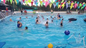 a group of people in a swimming pool at Chalet2rent Ameland in Ballum