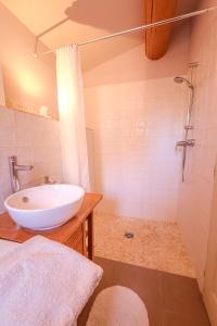 ein Badezimmer mit Waschbecken und Dusche in der Unterkunft Cottage provencal - Villa saint Marc in Forcalquier