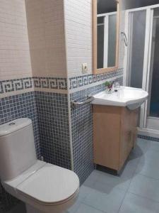 a bathroom with a toilet and a sink at Apartamento San Andrés in Teruel