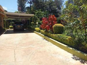 a driveway with a car parked in a yard at Greton Holiday Villa in Meru